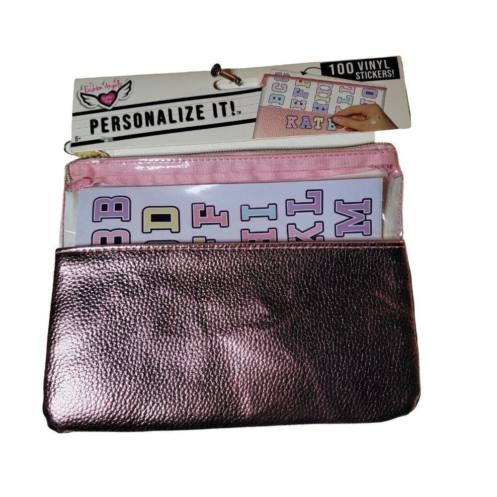 Fashion Angles Girls Pink Personalize It Pencil And 100 Vinyl Sticker Set Pouch